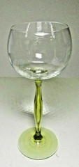 Green Lady Leg Stemmed-Hand Blown Clear Bowl Liqueur or Cordial 7″ Tall Glass