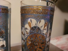 Gold Medalion Turquoise Glasses High Ball Continental Can Company