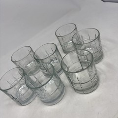 Set Of 7 Anchor Hocking Tartan Clear 3-1/2″ Old Fashioned Tumblers Glasses 8-oz