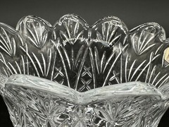 Crystal Bowl Cut Glass Imperial Star Burst Design Flower Ruffle Rim 6.5 Diameter