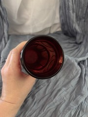 Vintage Wheaton Bullseye Ruby Red Glass Iced Tea Tumbler 8.5”
