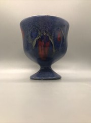 Louis Philippe Signed Set OF 7 Pottery Small Goblets Blue and Red 2 3/4” High