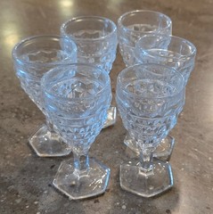 Fostoria American Cordial Cube Hexagon Foot Clear Glass Set 6