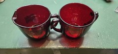 Vintage Anchor Hocking Royal Ruby Red Glass Cream & Sugar Set