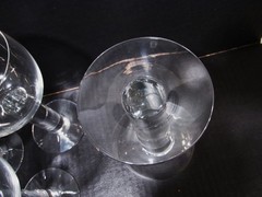 Midcentury Orrefors Crystal Sweden Column 4 Sm 6 5/8” Water Goblets Gunnar Cyren