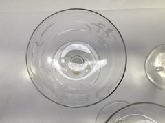 Vintage 1920s Gray Cut Birds Nests & Eggs Hand Blown Champagne Glasses, Lot Of 3