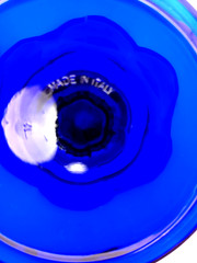 2 Vintage Art Glass Cobalt Blue Made in Italy Nut, Candy Desert Tulip shape
