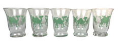 VTG Libby Green Camel Children’s Juice Cups Glasses 3″ tall Set of 5