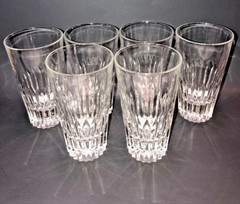 6 Pieces Cut Crystal 6” Each Highball Glass, Tumbler: Double Thick Base. Liquor