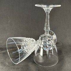 Set Of 2 Vintage Cristal d’Arques Style Crystal Wine Goblets France Faceted Stem