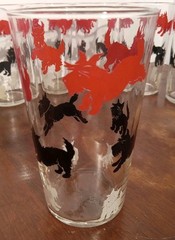10 VTG/MCM Libbey Glasses W/ Red Black & White Scottie Scotty Dog Tumblers Juice