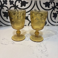 Vintage Bartlett-Collins St. Genevieve Amber Ice Tea Glasses.