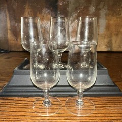 5x Crystal Brandy Sniffers 4” 1.5” No Pattern 1.5” Pedestal 40’s / 50’s Classic!