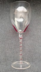 Pier 1 Hand Blown Wine Glasses Red Laced Ribbon Stem 9″ Set Of 4