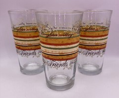 Set Of 3 MCM Libbey FAMILY-HOME-FRIENDS Thanksgiving Glasses 16.2 OZ Excellent