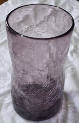 Vtg Pilgrim Lavender Purple 5.5″ Crackle Glass Pinched Tumbler Hiball Dimpled