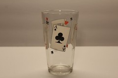 Vintage Set of 5 Poker Party Tumblers Cups Glasses with Playing Cards 16 oz.