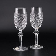 Waterford Crystal Powerscourt 8” Set of 2 Champagne Flutes White Wine Cut Glass.