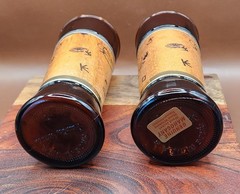 Vintage Siesta Ware Amber Glass Tumblers Pair Wood Jacket Western Cattle Brands