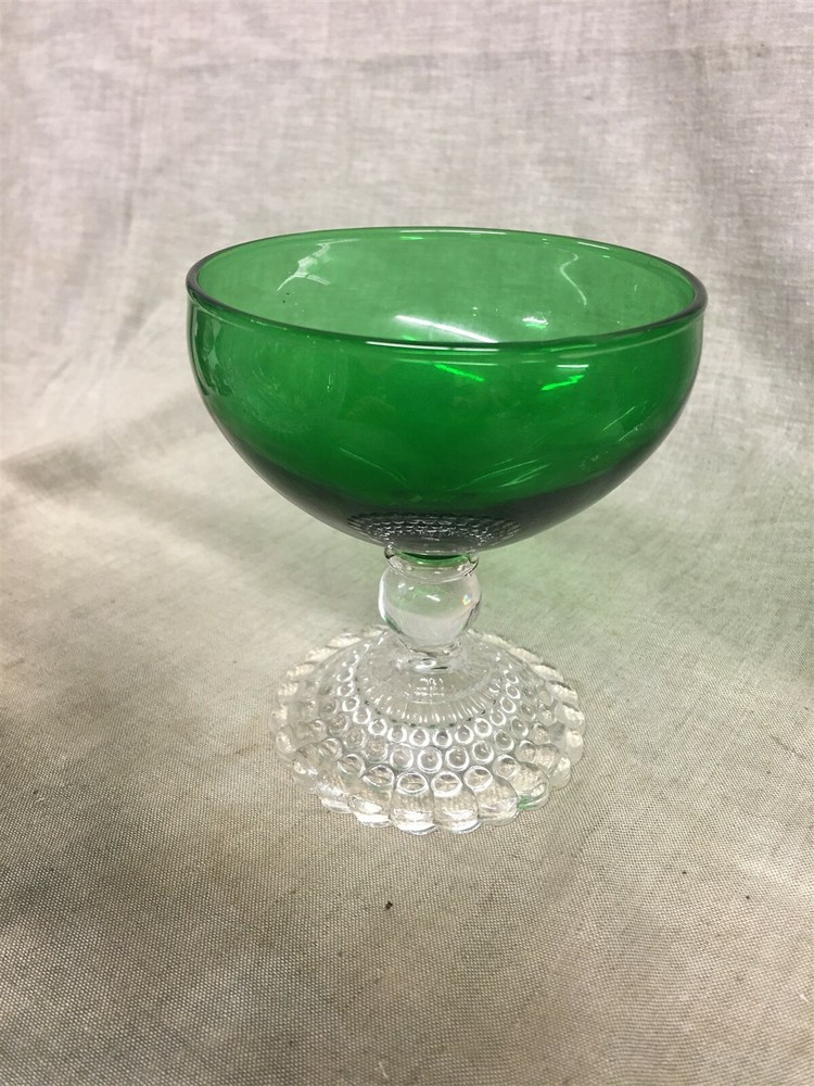 Anchor Hocking Forest Green Bubble Foot Champagne/ Tall Sherbet