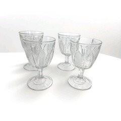 PATTERN GLASS, Heavy Water Goblet, Set Of 4