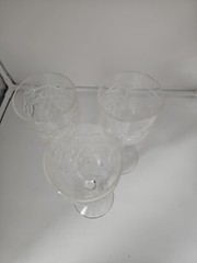 Vintage Acrylic Plastic Raised Grapes Wine Glass Stemmed 7½» Tall Set Of 3 Piece
