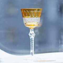 Antiques Style Yellow and hand cut crystal hock glass wine glass Home Decor 5oz