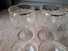 15 Vintage Bartlett Collins 22Kt Gold Trim Grapevine 13 oz Glasses / Tumblers
