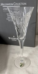 SET OF 2 WATERFORD CRYSTAL MILLENNIUM «HAPPINESS» WEDDING TALL TOASTING FLUTES