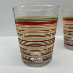 Set of 4 Fiesta Double Old Fashioned Glasses Stripes Fiestaware Retro Red Green