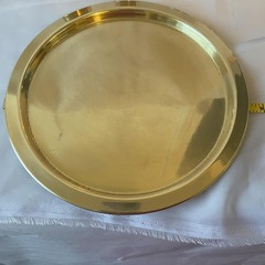 Set 6 Mini Brass Goblets With Round Tray Gold Decorative Barware Vintage India