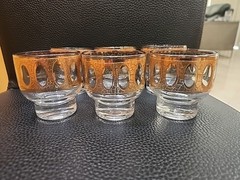 Vintage Culver Pisa 22K Gold MCM Shot Glass Set Of 6