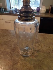 Vintage Signed HAWKES Etched Design Glass & Plated Copper Bar Shaker 12″ RARE