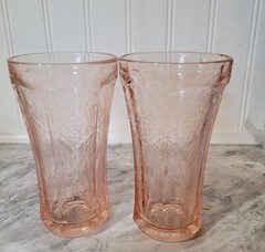 Indiana Glass Pink Depression Recollection Madrid Pattern Tumbler 12 Oz Set of 2