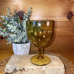 Vintage Amber Glass Footed Water Goblet Beer Beer Glass 6 Inch