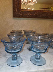 Set of 8 Vintage Fostoria Jamestown Champagne | Sherbets 4¼» Blue Glass – Mint!
