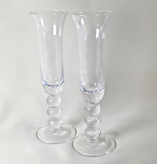 Qualia Crystal Champagne Flutes Elegant Set Bubble Stem Toasting Glasses 9.6″