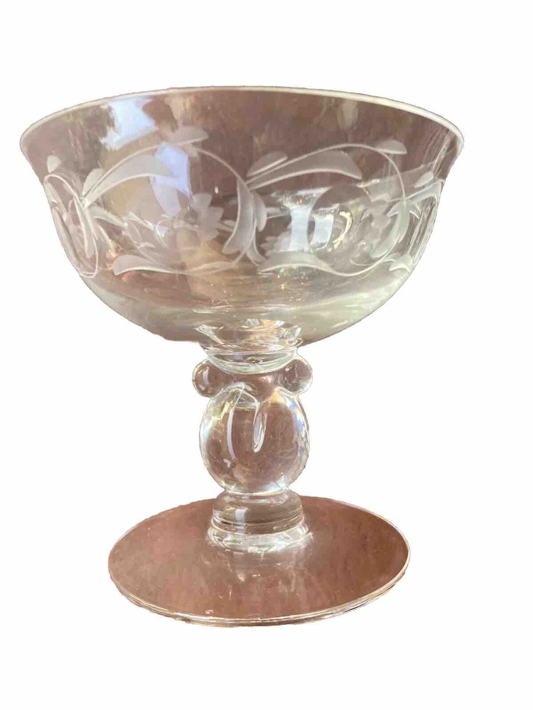 Set 4 Heisey Crystal Moonglo Stem 5040 Champagne Sherbet Glasses