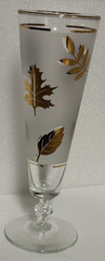 Libbey Gold Leaf Foliage Frosted Pilsner Glass 1970’s ~ 10 oz ~ 8.5″ ~(Set of 4)