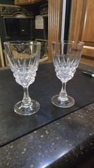 2 Vintage Cristal d’ Arques «Pompadour» Wine Glasses, French Bistro Stemware 6”