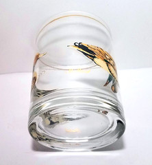 Vtg MCM 22k Gold Low Ball Bar Duck Mallard Hunting Whiskey Glass Culver
