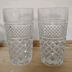 Vintage Set of 5 Anchor Hocking Wexford Diamond cut lowball and highball glasses
