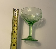 Vintage Green Depression Glass, Sherbert Glasses (4), Cameo/Ballerina Pattern