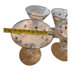 Vintage 7 Gold Etched Champagne Coupe Sherbet Dessert Glasses Floral Vine