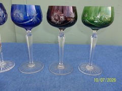 Lot of 4 Nachtmann Schliff Schleuder Cut to Clear 7 1/2″ Tall Hock Wine Glasses