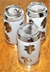 Libbey Glass ~ Set of 3 SILVER LEAF HIGHBALL GLASSES (5-5/8″ Tall) 1953-1978 Guc