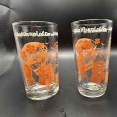 Wizard of OZ Swift peanut butter tumblers Set of 2 Clear w/ Orange