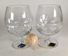 English Royal Brierley Crystal Cognac Brandy Snifters Original Red Box Set Of 2