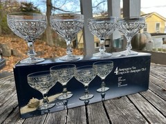 4 Vintage 1982 Crystal d’ Adriana Crystal Champagne Sherbet Coupe Glasses W/ Box