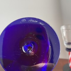 Reijmyre Sweden Margareta Hennix Blue Red Swirl Stem Shot Glasses (2) DATED READ